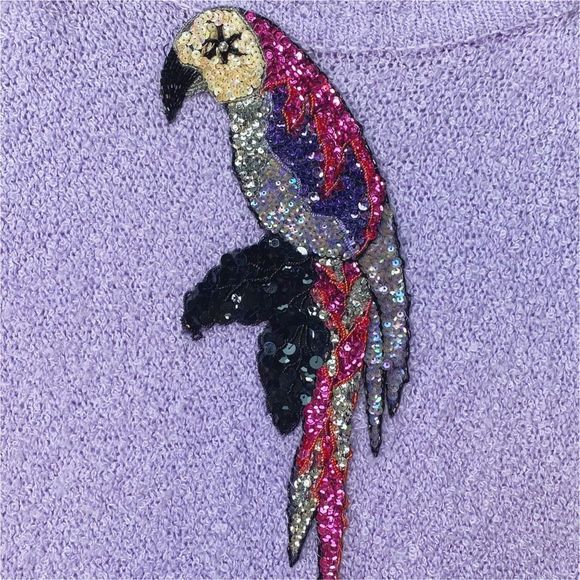 Vintage Worthington Petite Sequined Parrot Cowl Neck Sweater - Size SP - Picture 2 of 6
